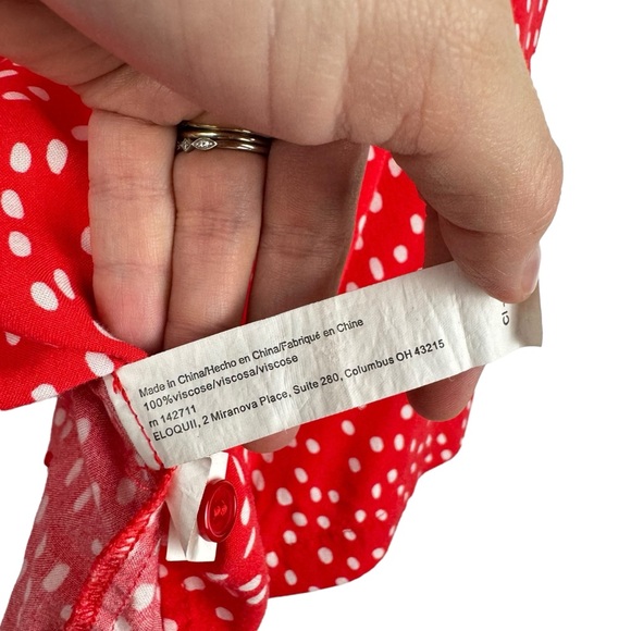 ELOQUII Red Polka Dot Button Down Front Tie Crop Shirt Plus Size 22 Pin-Up Retro - Picture 6 of 11